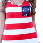 Boutique NWT Womens American Flag Stars & Stripes Patriotic Tank Top - Sz L Photo 0