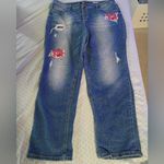 Daisey Fuentes womens 16 Paulina best Friend Jeans rose patches distressed. Blue Photo 0