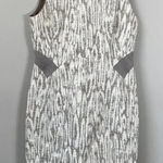 Lafayette 148 Sleeveless Patterned Sheath Dress Women's Size 8 Cream Tan Career Photo 0