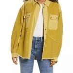 THREAD & SUPPLY | Green Yellow Corduroy Shacket Shirt Jacket Button Raw | Medium Photo 0