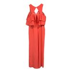 Trina Turk Size 4 Jumpsuit Josephine Coral Ruffle Cold Shoulder Trouser Coral Photo 2
