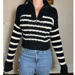 LA LIGNE Blue and White Striped Cropped Sweater Size Small Photo 0