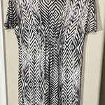 Soma V Neck Dress Stretchy Jersey Knit Knee Length Cream Black Diamond sz S Photo 5