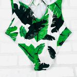 Cupshe  Tropical Banana Leaf One Piece Swimsuit V Neck Criss Cross Women's Medium Photo 9