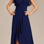 Ever Pretty Ever-Pretty Chiffon Formal Dresses V Neck Ruffle Sleeves‎ High Low Dress S 4 Photo 0