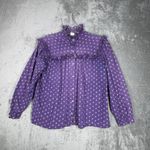 Lucky Me Shirt Womens Large Purple White Floral Bohemian Peasant Prairie Vintage Photo 1