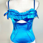 Victoria's Secret Victoria’s Secret Electric Blue Ruffle Satin Ribbon Bustier Photo 0