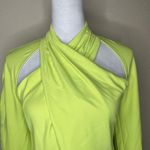 EXPRESS Women's Lime Green Yellow Chartreuse Cut Out Long Sleeve Blouse Top Sm Photo 2
