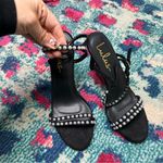 Lulus  Black Faux Suede Strappy Pearl Heels Photo 1