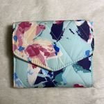 Vera Bradley Trifold Wallet ‘Floating Blossoms’ Teal & Pink Quilted Nylon EUC Photo 2