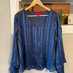 Jennifer Lopez • metallic stripe bell sleeve blouse• Size M Photo 0