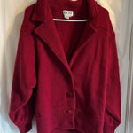 JM Joss Mohair Wool Red Cardigan/Shacket Buttom Down Size Medium Cabincore‎ Cozy Photo 0
