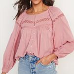 Old Navy Old‎ Navy Long Sleeve Embroidered Lace Blouse Paradigm Petal Pink Cottagecore Photo 1