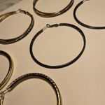 Lot Of 3 Women’s Costume Earrings Pierced Hoop 2 Silver Tone 1 Black Mix Photo 4