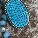 Handmade Sparkling Blue Beaded Necklace with Oval Pendant for a Glamorous Look Photo 2