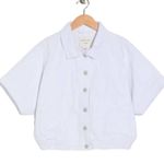 Habitual Oversize White Short Sleeve Crop Denim Jacket Size Medium NWT Photo 2