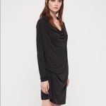 ALLSAINTS Amei Black Long Sleeve Drape Tie Dress Small Whimsygoth Emo Chic Photo 7