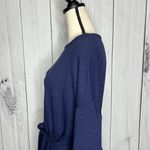 SHOP BASIC USA Tunic Top Boutique Tie Front Short Sleeve Sz S Blue Knit Photo 5