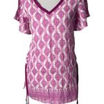 Vineyard Vines Swimsuit Cover Up Size XS Pink Tassel Tunic Top Floral Resortwear Photo 0