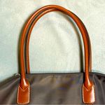 LuluCastagnette Brown‎ Nylon Tote Bag Tan Leather Trim Medium Shoulder Bag Brown Photo 4