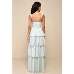 Lulus NWT  Stunning Glory Sage Green Floral Jacquard Tiered Maxi Dress Party Sz M Photo 2