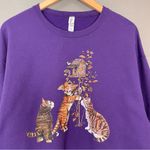 Vintage Sweatshirt Kittens Birdhouse Size Large Purple Women Quirky Playful Twee Photo 4