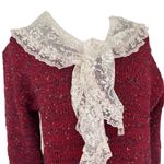 Herman Geist Vintage Lace Collar Sweater Size S Red Cottagecore Prairie 80s Photo 1