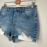 Warp + Weft Ibiza High Rise festival Distressed Blue Denim Jean Shorts Size 31 Photo 4