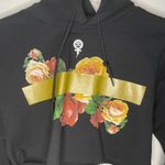 Eivil Regime Cropped Roses Black Hoodie Long Sleev Photo 3