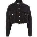 Topshop Women’s Black Cropped Denim Jacket Photo 0
