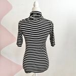 Merona Black Striped Turtleneck Top Minimalist Y2K Grunge Retro 2000s Medium Photo 1