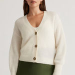 Quince  Ivory Baby Alpaca-Wool Cropped Cardigan Sweater size S Photo 0