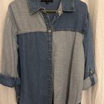 Jane and Delancey  Multicolor Patchwork Denim Top S Photo 0