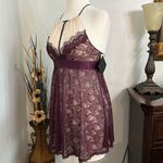 Cinema Etoile Purple Lace Babydoll Slip‎ And Thong Panty Size Small Photo 1