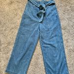 Madewell Denim Wide-Leg Paperbag Crop Jeans with Belt, Med Wash, SZ 27 Photo 0