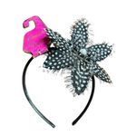 Candie's Headband Hair catcher Polka Dot Feather Flower Black Pearl Beaded Retro Photo 0