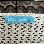 J. McLaughlin Crochet Open Knit Weave Sweater S Gray Metallic Mesh Beachy Mermaid Photo 3