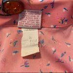 Vintage 70s bright pink tulip floral print button up blouse Size M Photo 8