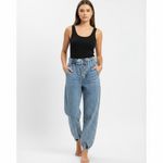 BluIvy Light Blue Acid Wash Paperbag Waist Elastic Cuff Jogger Jeans Medium Photo 1