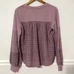 Anthropologie NWT by • mauve/lilac eyelet balloon sleeve top sz XS Photo 3
