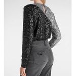 EXPRESS New Color Block Sequin Strong Shoulder Thong Bodysuit - X-Small Photo 2