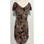 Boden Dress Floral Print Slip On Sheath Style V Neck Mini Length Brown Purple 6‎ Brown Photo 5