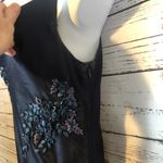 Alex Evenings Y2K navy beaded slip cowl neck floral satin formal Gown small Photo 8