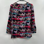 Marc by Marc Jacobs ‎ Impala Deer Print Silk Multicolor Long Sleeve Top Size 4 Photo 3