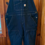 Carhartt  Denim‎ Overalls Womens L Relaxed Fit Workwear Utility Bib Blue Jeans Photo 0