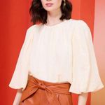 Marie Oliver  Puff Sleeve Top Silk & Linen Ivory Blouse Size Extra Small Photo 0