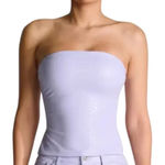 Naked Wardrobe NWOT  Strapless Vegan Leather Top Lavender‎ Size XS Photo 0