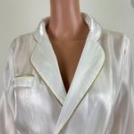 La’ Ros Gold Thread Feather Accent Sleeves Sleep Bath Robe Dressing Gown Small White Photo 5