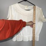 Peck & Peck Vintage  Fifth Ave Blouse Ivory Lace Trim Short Sleeve Top Romantic Photo 9