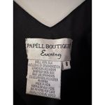 Papell Boutique Evening Black Beaded Strappy Formal Dress Size 8 Silk Y2K Photo 4